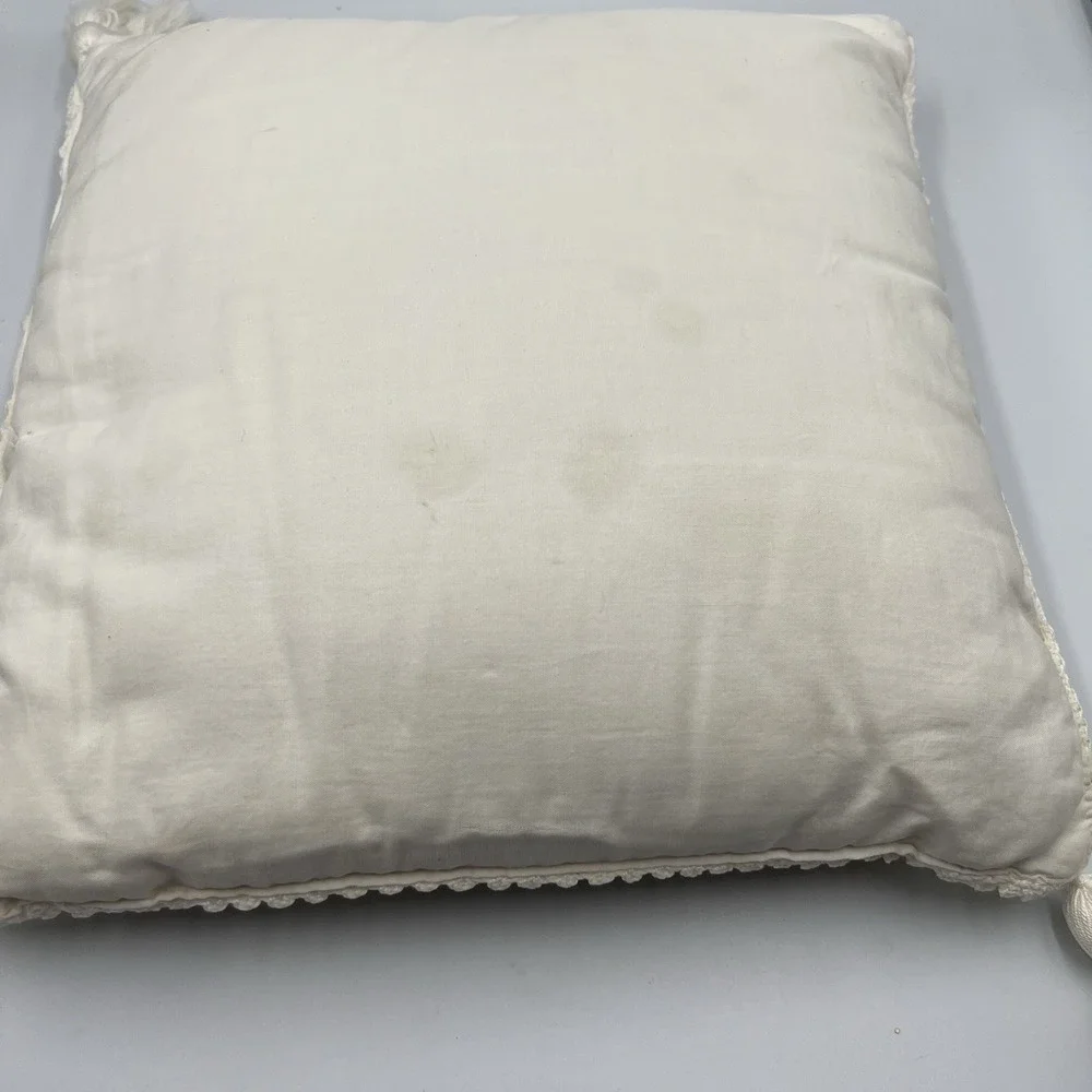✨Vintage‎ Crochet Lace Throw Accent Pillow Grannycore Cottagecore 12x12